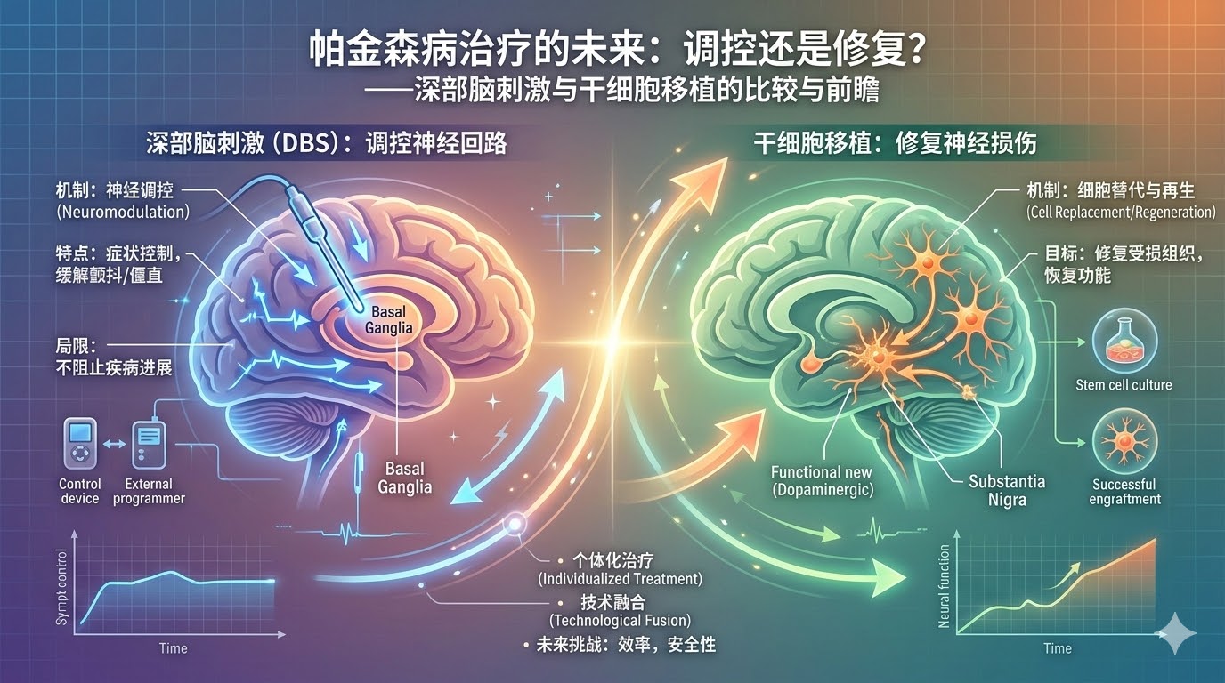 帕金森病治療的未來(lái)：調控還是修復？——DBS與干細胞移植的比較與前瞻